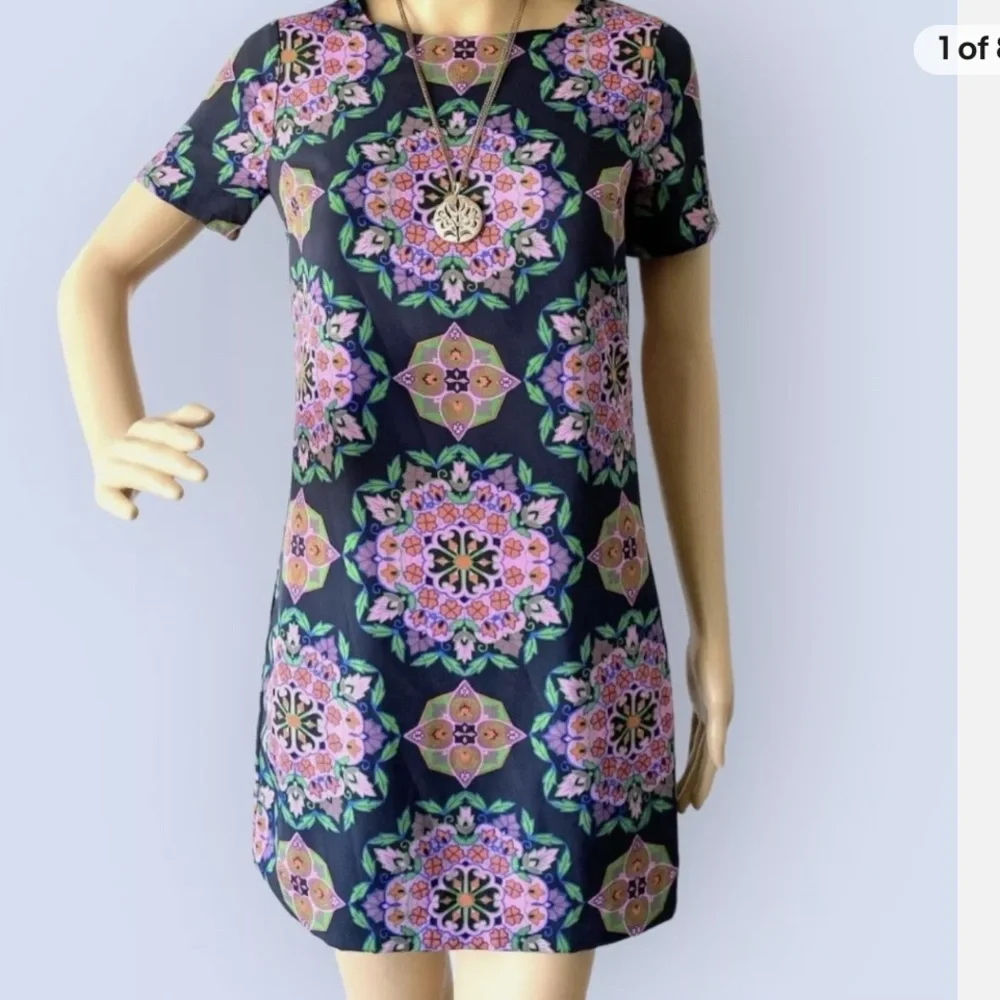 J Crew Navy Purple Floral print Dress Size 6